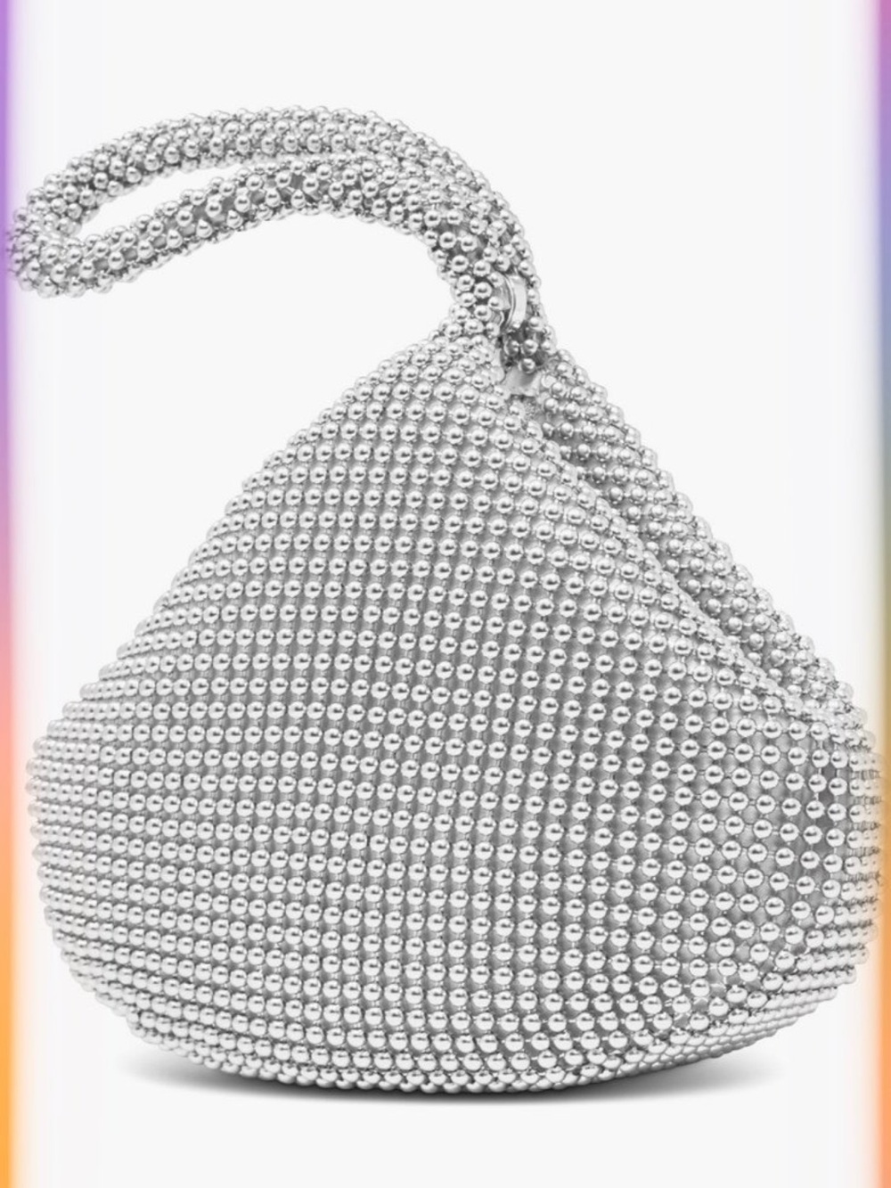 Silver Rhinestone Mesh Evening Bag